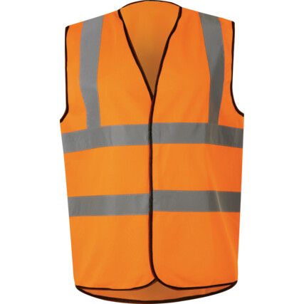 Hi-Vis Vest, Orange, Medium, Hook & Loop Closure, Polyester