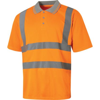 Hi-Vis Polo Shirt, Orange, 2XL, Short Sleeve, EN20471