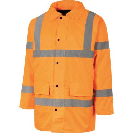 Hi-Vis Waterproof Jacket, 3XL, Orange, Polyester, EN20471