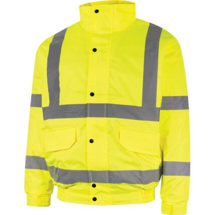 Hi-Vis Bomber Jacket, Small, Yellow, Polyester, EN20471