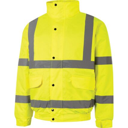 Hi-Vis Rip-Stop Bomber Jacket, XL, Yellow, Polyester, EN20471