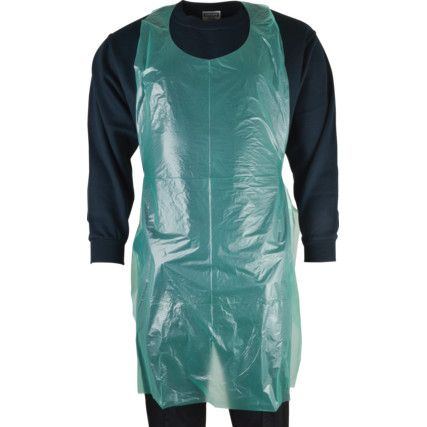 Disposable Apron, Green, Polythene, One Size