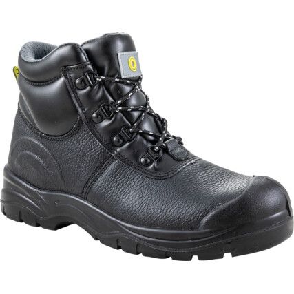 Safety Boots, Size, 7, Black, Leather Upper, Steel Toe Cap