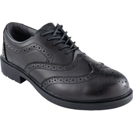 Unisex Composite Brogue Safety Shoes, Size 6, Black, Leather Upper, Composite Toe Cap, S3, EN ISO 20345:2011