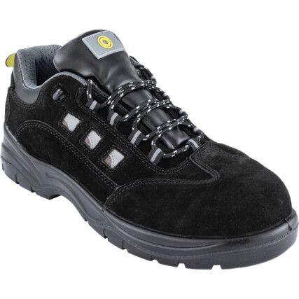 Unisex Safety Trainers, Size 12, Black, Suede Leather Upper, Composite Toe Cap, S1P, EN ISO 20345:2011