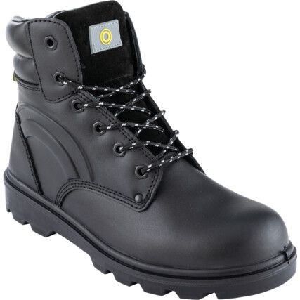 Safety Boots, Size, 5, Black, Leather Upper, Steel Toe Cap