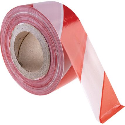 Non-Adhesive, Barrier Tape, PVC, Red/White, 75mm x 500m