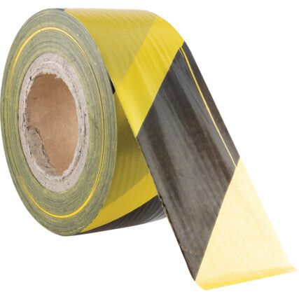 Non-Adhesive, Barrier Tape, PVC, Black/Yellow, 75mm x 500m