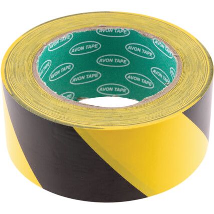 Adhesive, Hazard Tape, PVC, Black/Yellow, 50mm x 33m