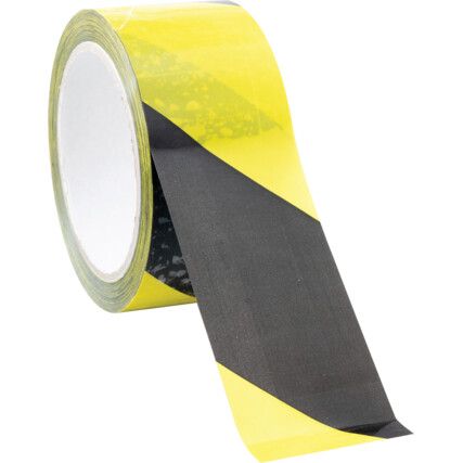 Adhesive, Hazard Tape, PVC, Yellow/Black, 50mm x 33m