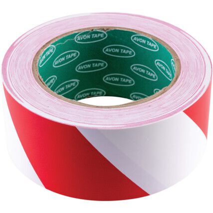 Adhesive, Hazard Tape, PVC, Red/White, 50mm x 33m