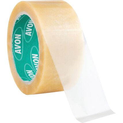 Packaging Tape, Vinyl, Clear, 50mm x 66m