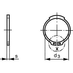 External Circlip, Spring Steel, DIN 471 - Metric thumbnail-1